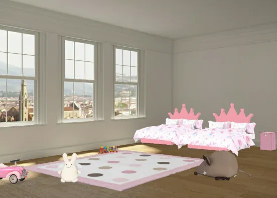 Princess Twins Room Design Rendering