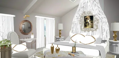 Classy grew with white design and golden styling dream bedroom 