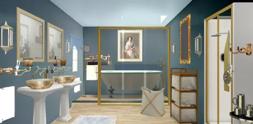 Sjiek classic retro Bathroom with al lot off gold 