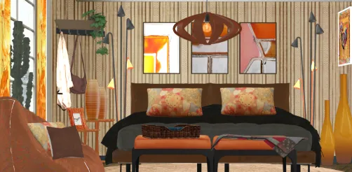 Retro orange bedroom 