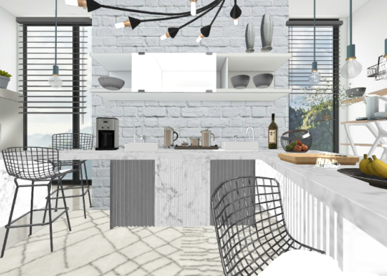 Modern sleek elegance kitchen, with and grey  Design Rendering