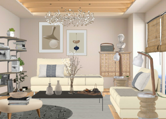 Japandi, Scandinavia style living room  Design Rendering