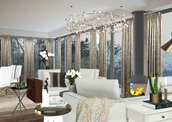 Modern elegance cozy living room  Design Rendering