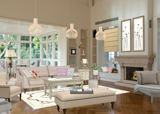 Shabby chic living room  Design Rendering
