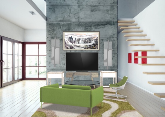 the green living room  Design Rendering