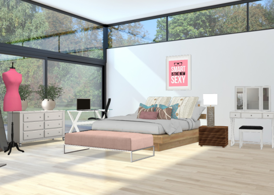 Teenage girl modern bedroom Design Rendering