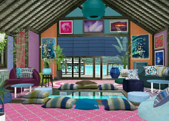My boho hippie living room  Design Rendering