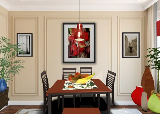 My red light touch dining room  Design Rendering