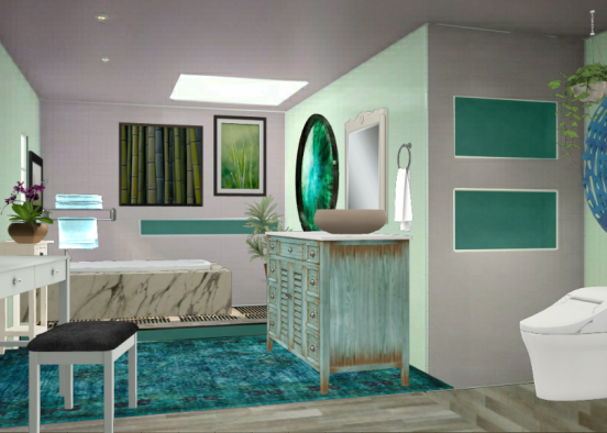 Green bathroom  Design Rendering