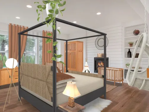 a rustic and subtle orange bedroom