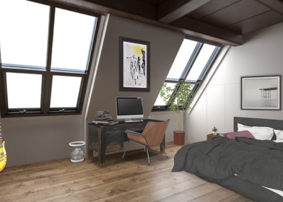 Attic Bedroom  Design Rendering