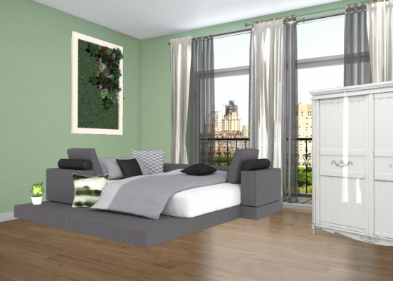 Plain Bedroom Design Rendering