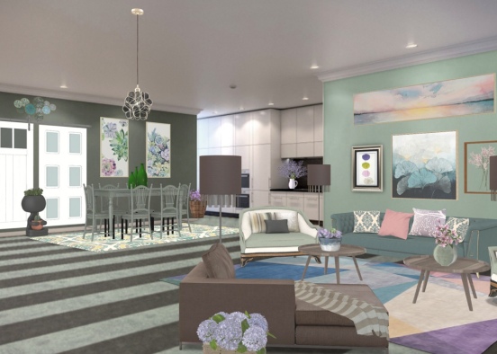 mint green brown pink and lilac rental Design Rendering