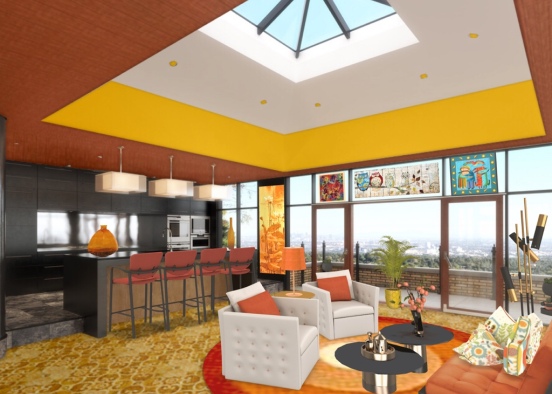orange and gold rental condo Design Rendering