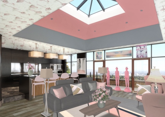 gray and pink rental condo Design Rendering
