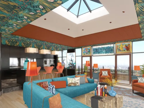 aqua orange and brown rental condo