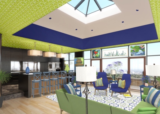 blue and green rental condo Design Rendering