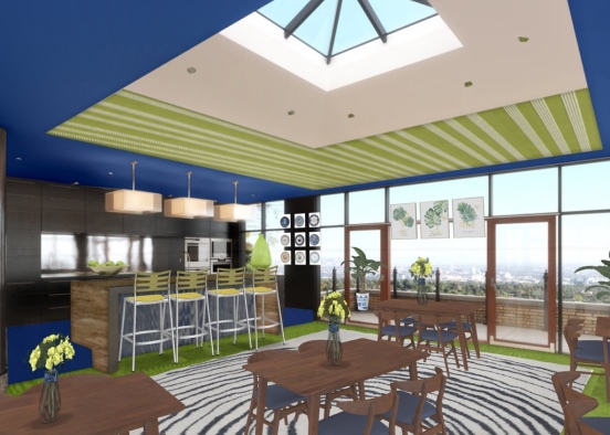 blue and green bistro Design Rendering