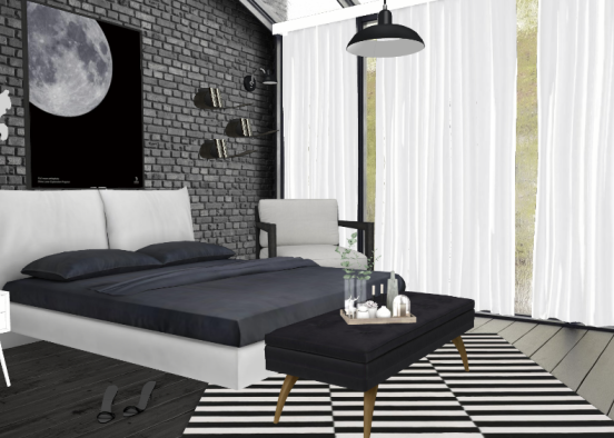 Black&white room Design Rendering