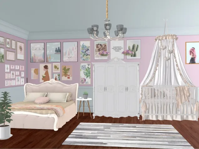 pink bedroom for parents with a newborn baby