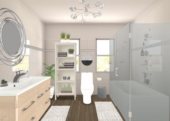 Modern Boho Bathroom Design Rendering