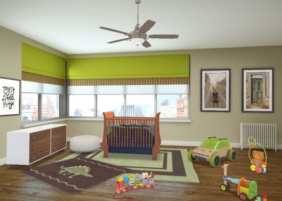 Minimalist Kid's Room Design Rendering