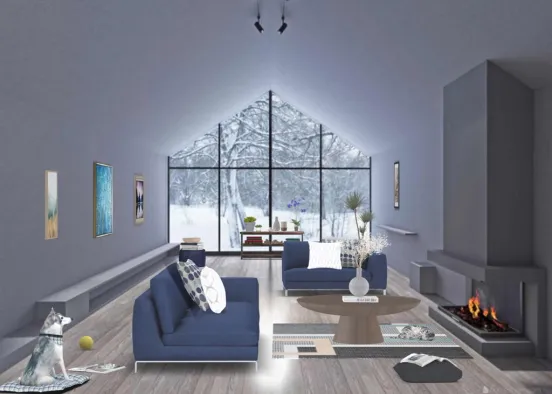 Winter Living Room Design Rendering