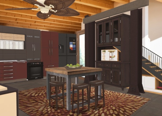 # living room kitchen Design Rendering