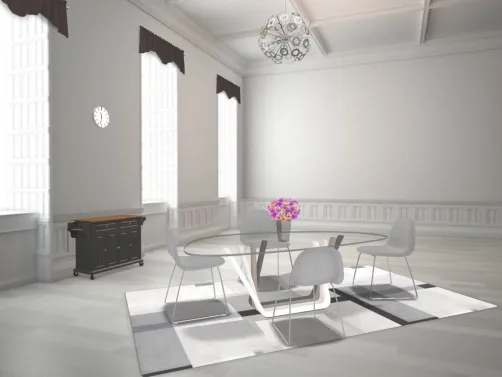 grey, brown, white and black dining room