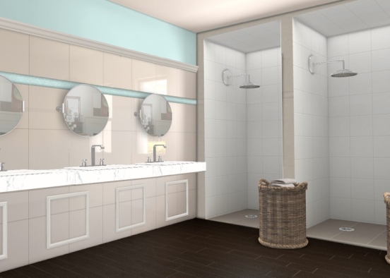 Blue shower room Design Rendering