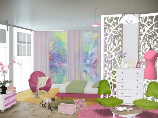 dormitorio juvenil de colores y acrílicos 