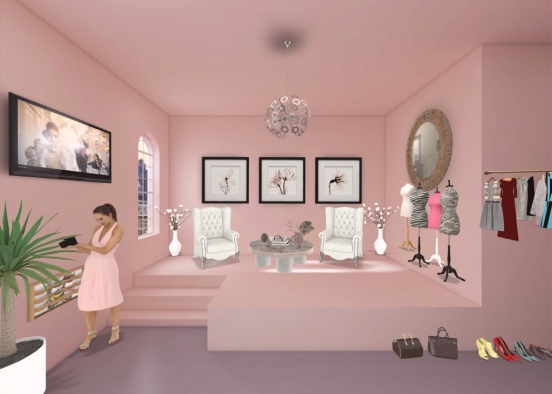 pink fashion show room  Design Rendering