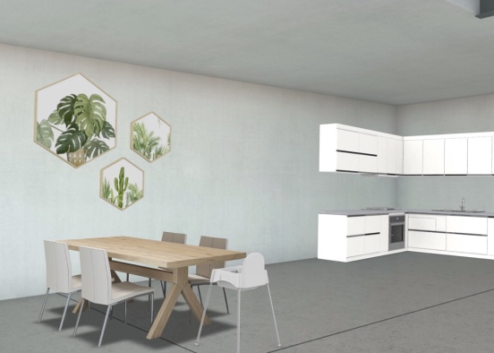 The Harrison's Kitchen and dining room  Design Rendering