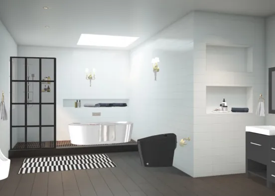 bathroom black and white  Design Rendering