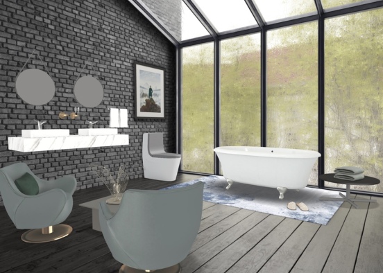 Lakeside Neutral Bathroom Design Rendering