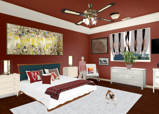 Brick red bedroom  Design Rendering