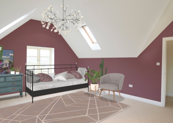 Minimal Purple Bedroom  Design Rendering