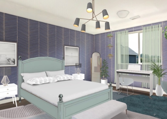 Pianists Blue Bedroom 🎹 🌱🐋 Design Rendering