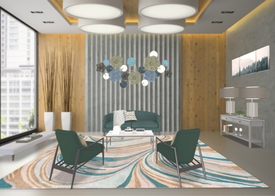 green blue chilled them sitting room  Design Rendering