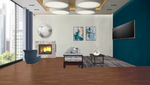 Blue living room by Ninja