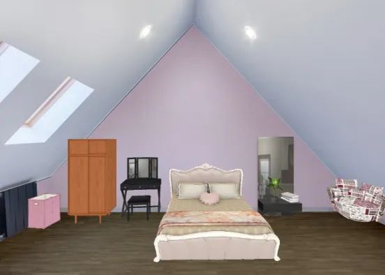 Betroom the color pink, cute Design Rendering