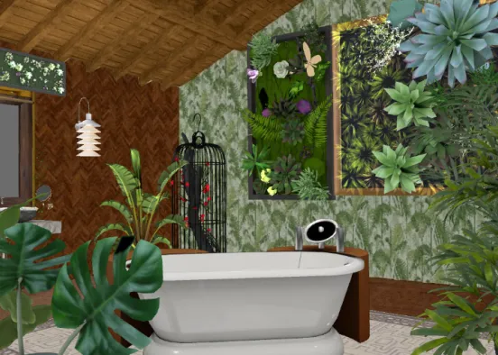 Tropical bathroom  Design Rendering