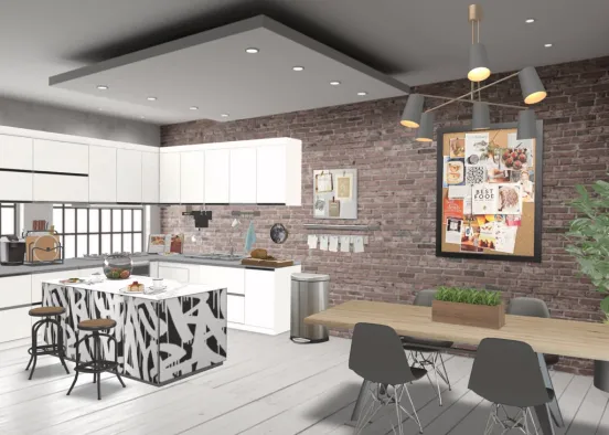 New York family apartment kitchen  Design Rendering