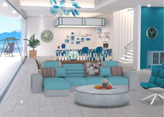 beach living room  Design Rendering