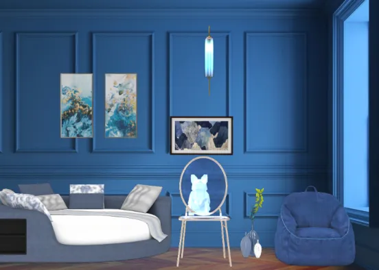 Classic blue combo bedroom Design Rendering