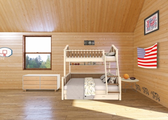 boys room in cabin Design Rendering