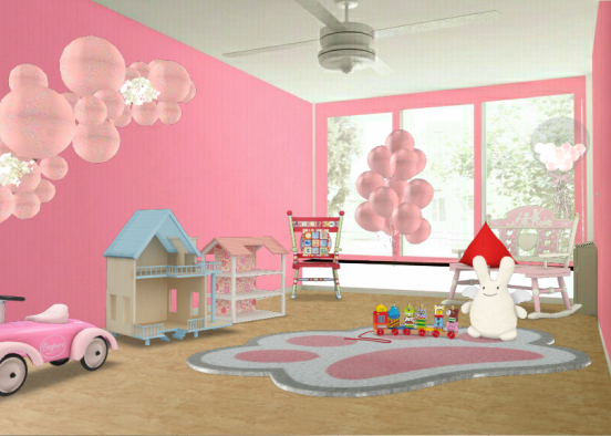 Pink playroom Design Rendering