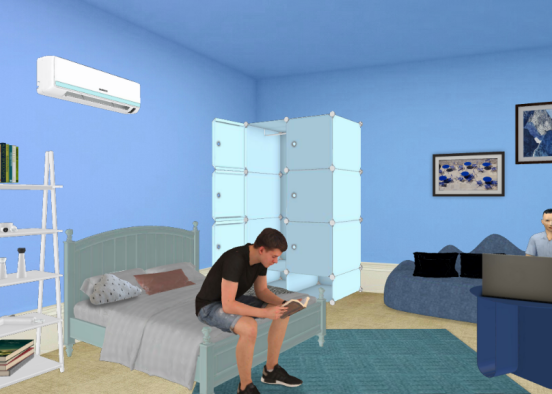 🔵 Simple Blue bedroom 🔵 Design Rendering