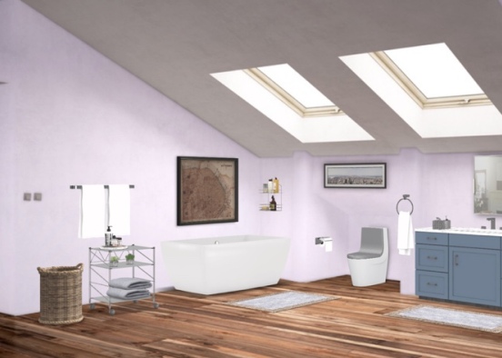 Pink and Blue Bathroom Design Rendering