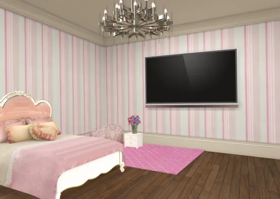 pink Spair bedroom  Design Rendering